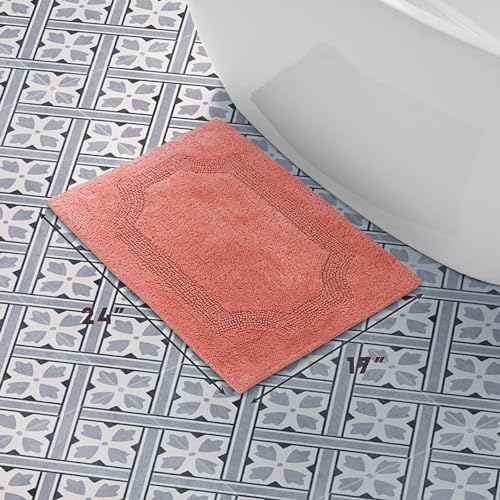Laura Ashley Alfombra reversible de algodón de 17 x 24 pulgadas, color coral