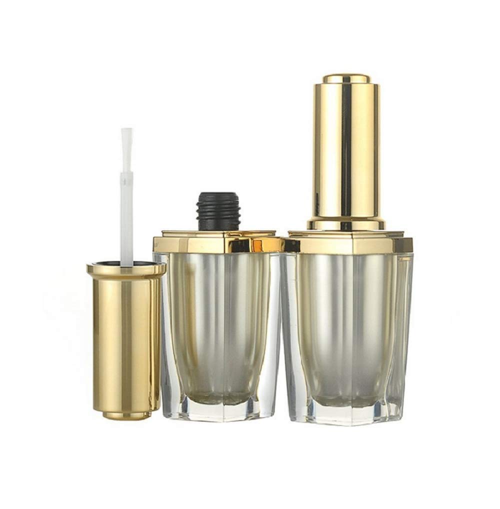 2 botellas de esmalte de uñas acrílicas de alta calidad, 0.3 fl oz0.34 onzas, transparente, vacío, recargable, contenedor de manicura, capa