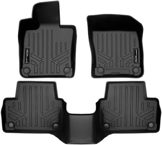 SMARTLINER Juego de alfombrillas negras de 2 filas de protección para todo tipo de clima, compatible con Volvo S60 2019-2023 (no es compatible con