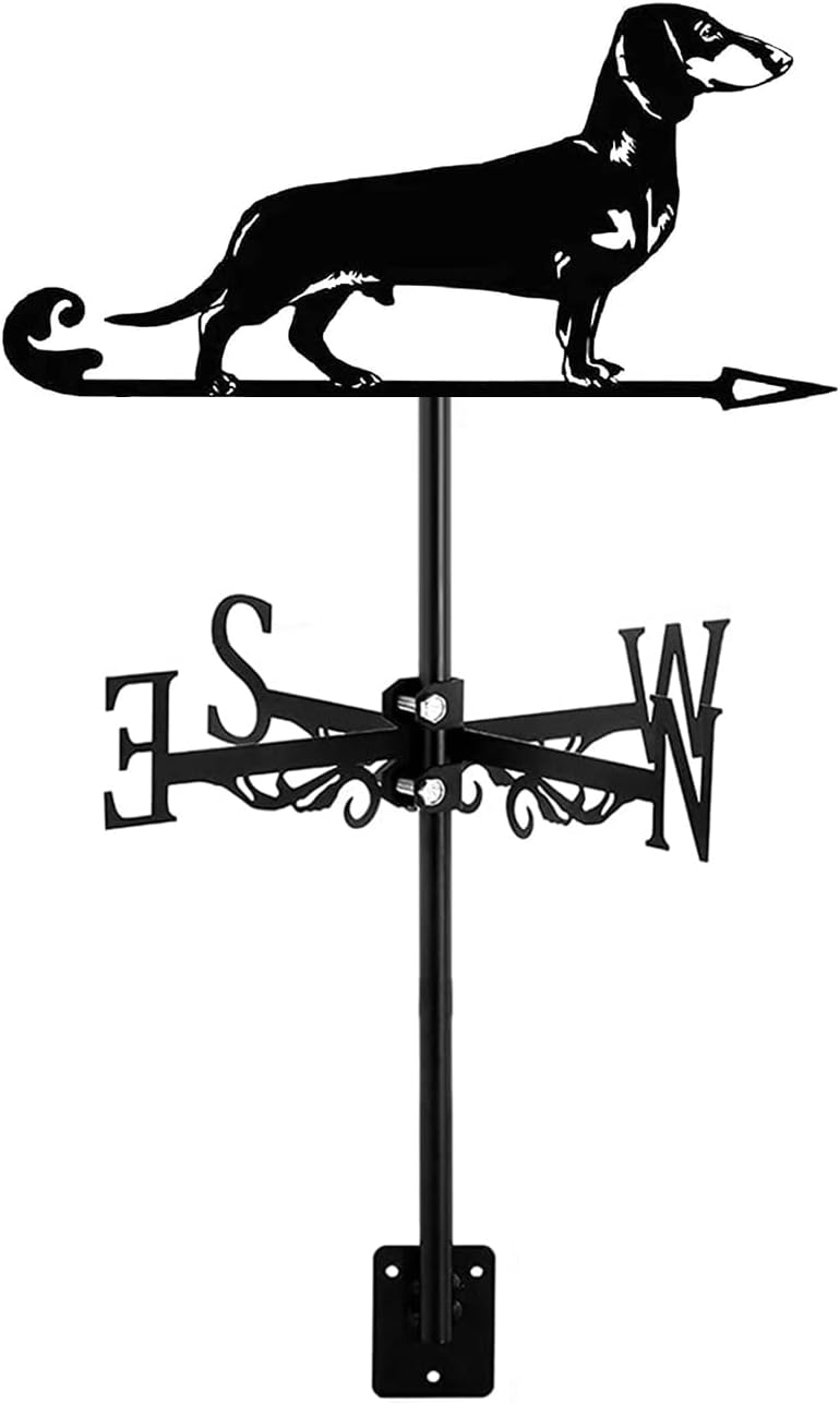 Exquisito adorno de metal para perros, veleta de pollo, dirección del viento, flecha negra con techo de montaje para exteriores, granja, patio,