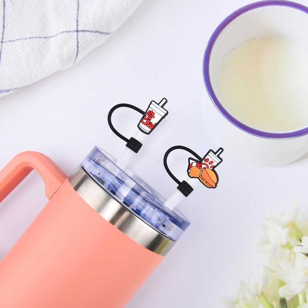 10 piezas de paja para beber comida de verano, cubierta de pajitas de silicona para refrescos, tapa a prueba de polvo, casual, puntas de pajita,