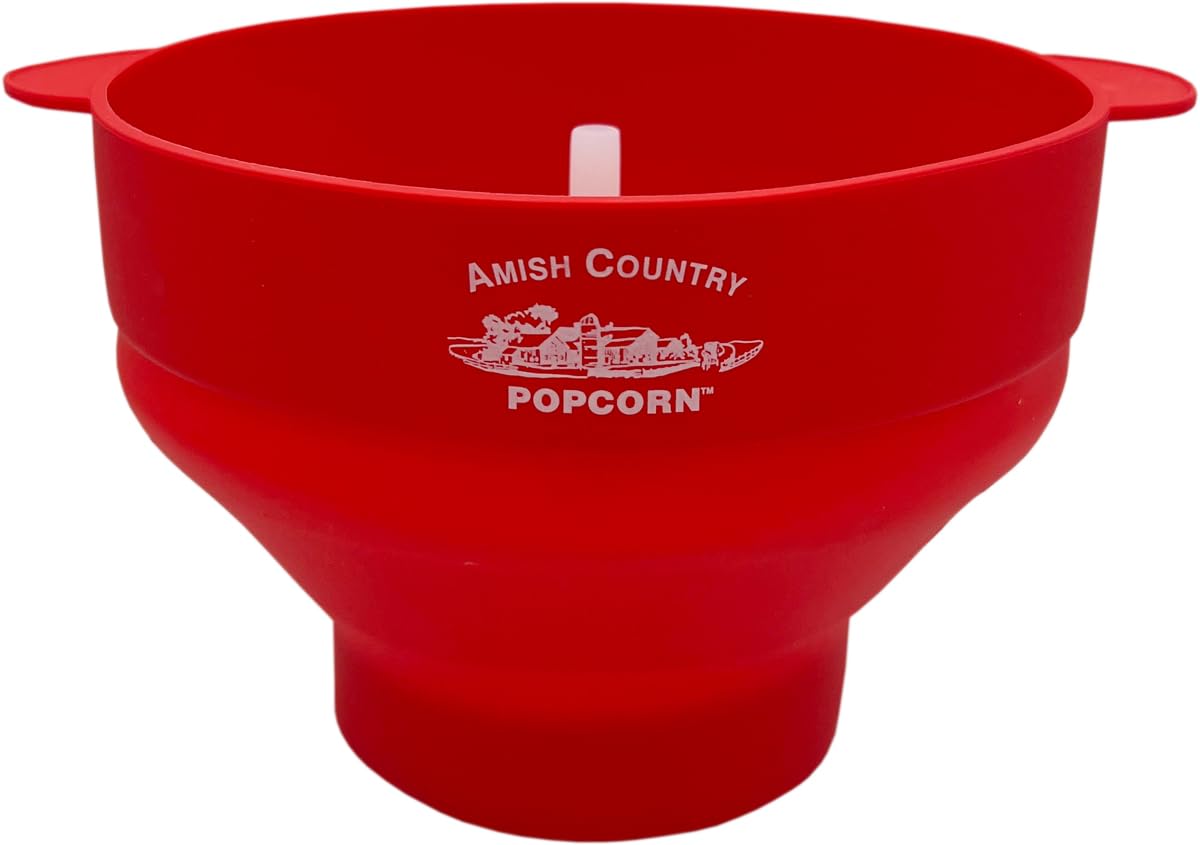 Amish Country Popcorn – Paquete de palomitas de maíz color blanco bebé (bolsa de 6 libras) y de silicona roja  Palomitas pequeñas y tiernas  El