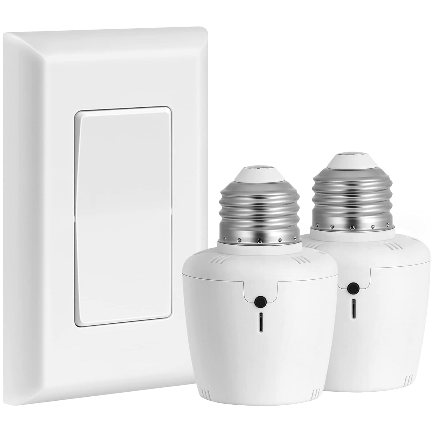 Suraielec Toma de luz con control remoto, interruptor de montaje en pared, enchufe de lámpara E26 E27, sin cableado, rango de 100 pies, interruptor