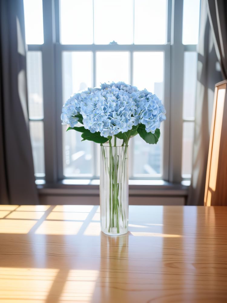 Flores de hortensias artificiales, 4 tallos de hortensias artificiales de tacto real de 21 pulgadas para regalos del día de San Valentín, bodas de