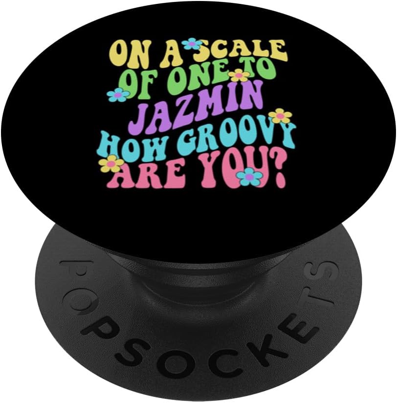 JAZMIN Personalized Name Cute Retro Girls Groovy Birthday PopSockets Standard PopGrip