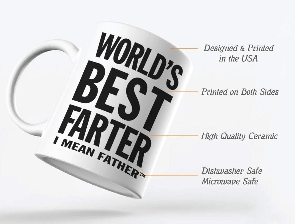 World’s Best Farter I Mean Father – Taza de café divertida para papá, taza para el día del padre, regalos de niños, hijos, papás, taza de café de 15