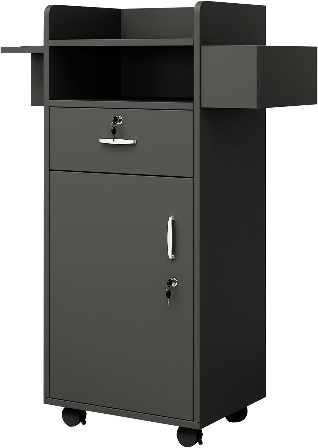 Estaciones de peluquería para estilistas, gabinete de peluquería para estilista con cajones de bloqueo y 6 fundas de herramientas, equipo de salón