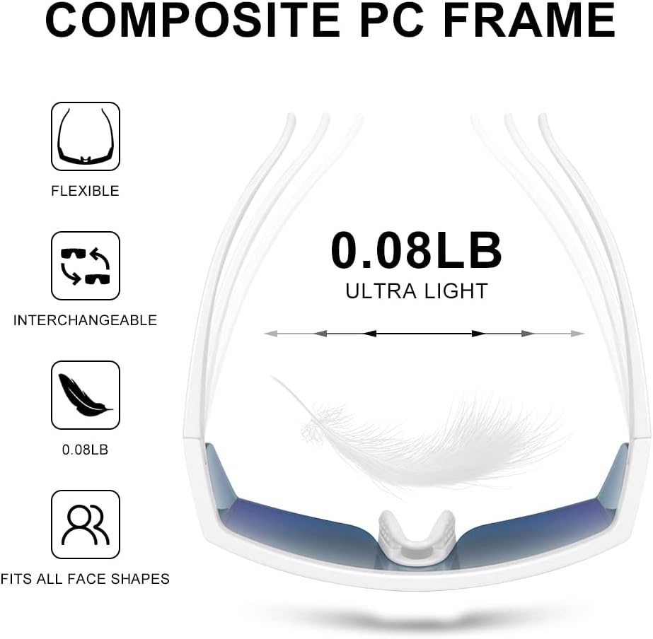 ZHA ZHA Lentes de sol deportivos de gran tamaño, 100% protección UV, para equitación, béisbol, ciclismo, con 4 lentes para hombres y mujeres