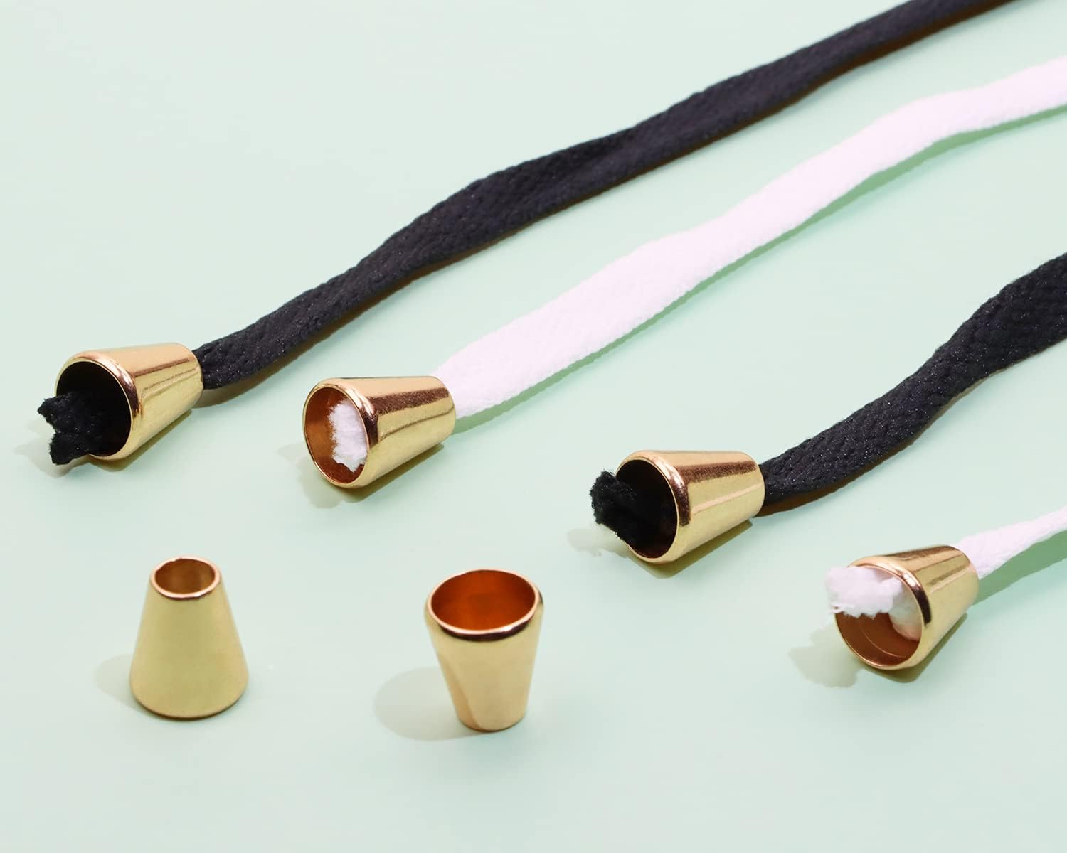 50 piezas de cuerda de aleación de metal con forma de campana de cuerda de bloqueo de cuerda de bloqueo de cuerda de un solo agujero para cordón