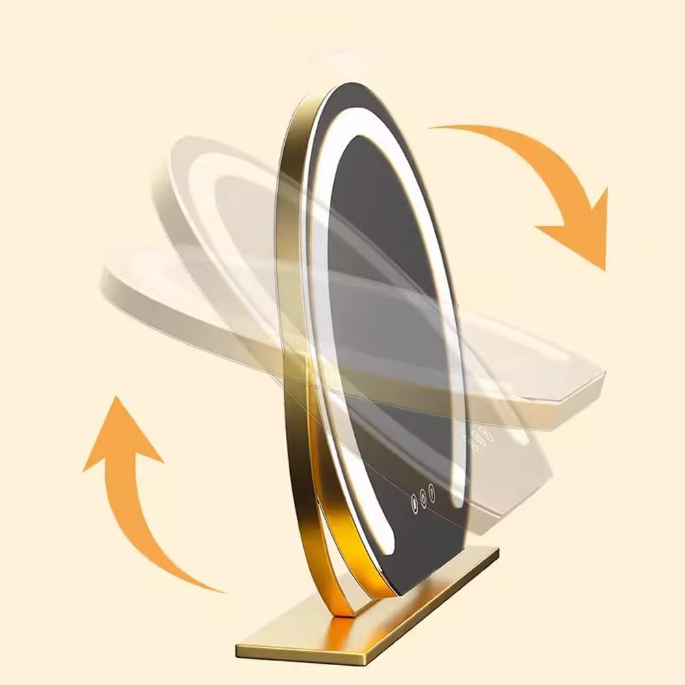 Espejo LED con luz regulable, espejo de maquillaje iluminado, espejo de tocador grande para pantalla táctil, espejo de mesa, espejo iluminado