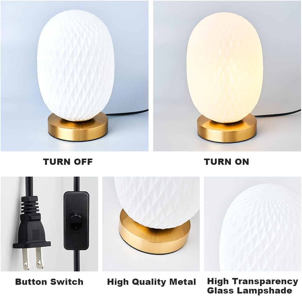 Moderna lámpara de mesa de cristal con globo de mediados de siglo, industrial regulable con control táctil, luces de escritorio, 3 niveles de