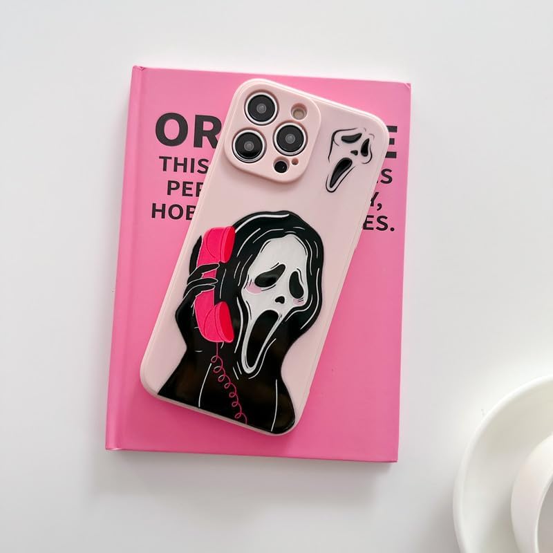 Funda con diseño de película de suspenso de Halloween para iPhone 14 Pro, funda de teléfono con diseño de fantasma y cara de terror para mujeres,
