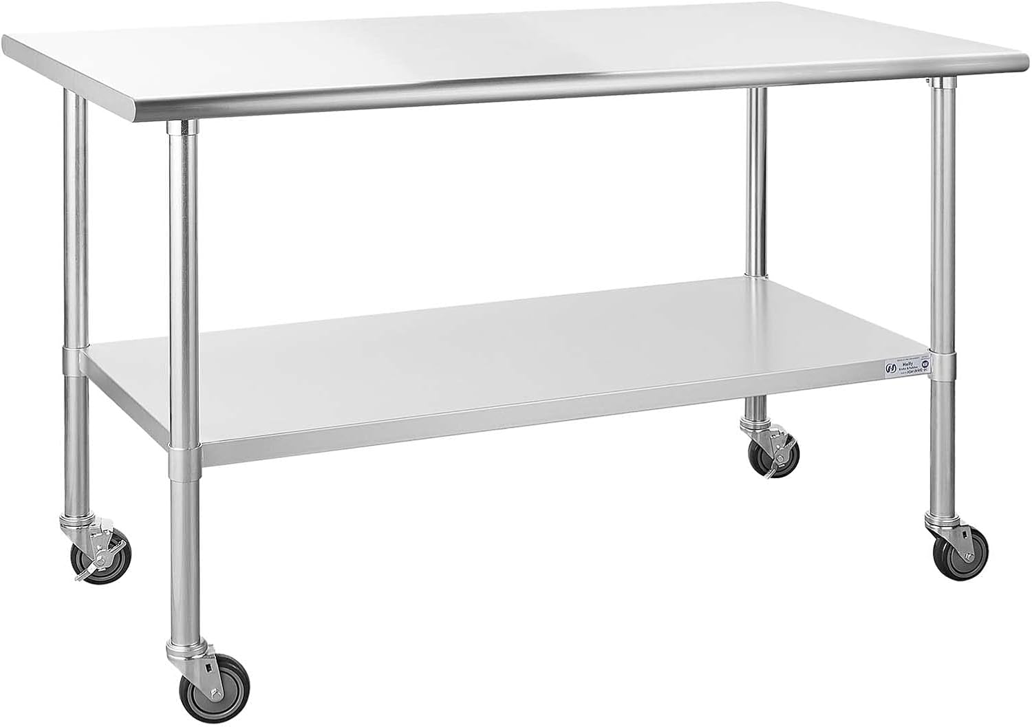 Hally – Mesa de acero inoxidable para preparación y trabajo, 30 x 60 pulgadas, con ruedas giratorias, mesa comercial resistente NSF con estante
