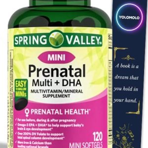 Mini prenatal Multi + DHA Suplemento multivitamínicomultimineral completo Spring Valley Mini Softgels, 120 unidades y marcador de regalo de YOLOMOLO Mini prenatal Multi + DHA Suplemento multivitamínicomultimineral completo Spring Valley Mini Softgels, 120 unidades y marcador de regalo de YOLOMOLO