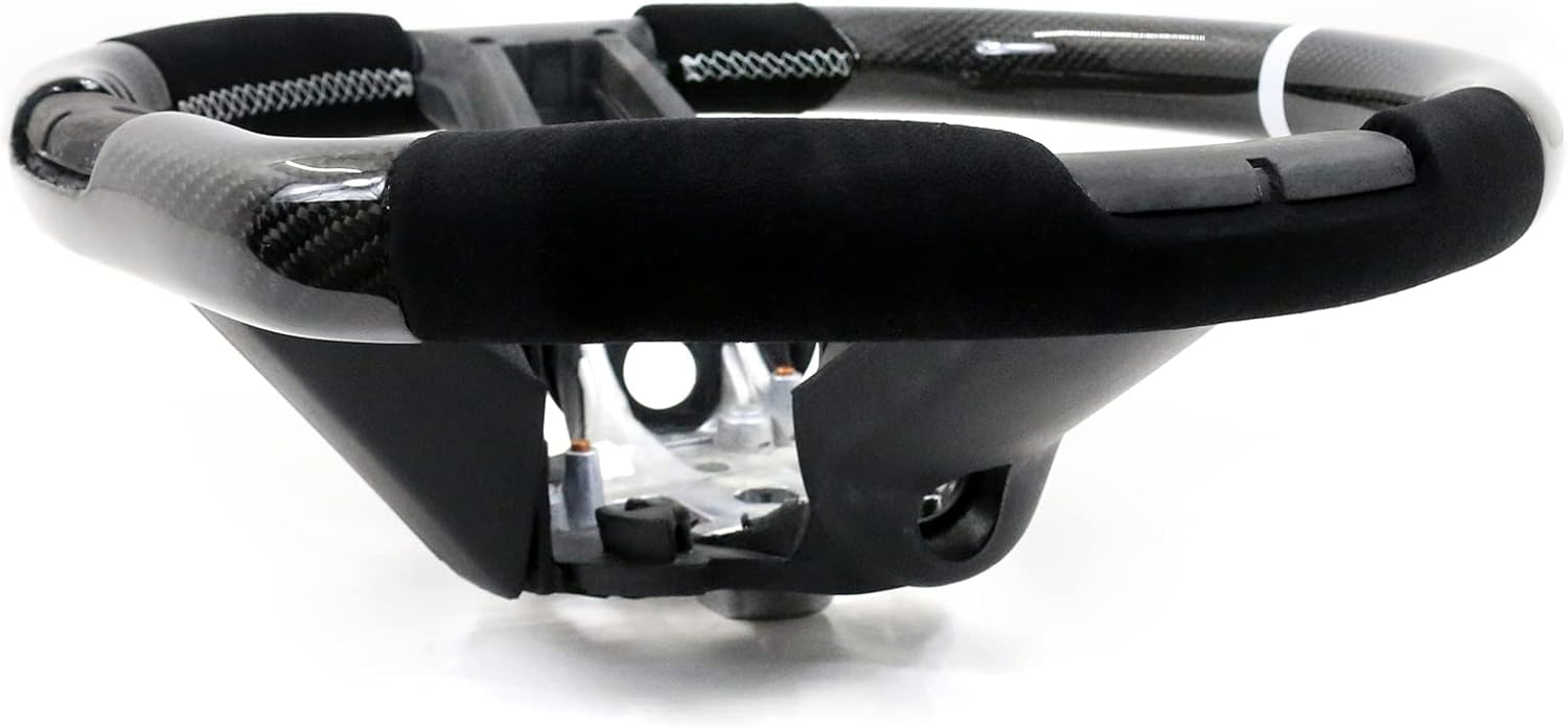 IKON MOTORSPORTS, Volante compatible con Ford Mustang 2010-2014, kit de carrocería del volante de repuesto de fibra de carbono y puntada e indicador