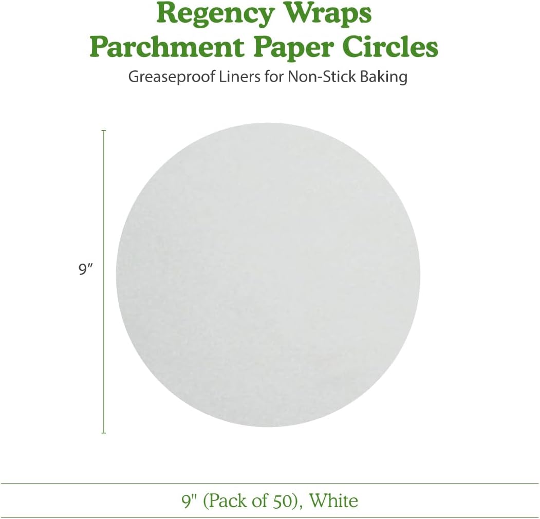 Regency Wraps Círculos de papel pergamino para moldes redondos para pasteles, forros a prueba de grasa para hornear antiadherentes, 9 pulgadas