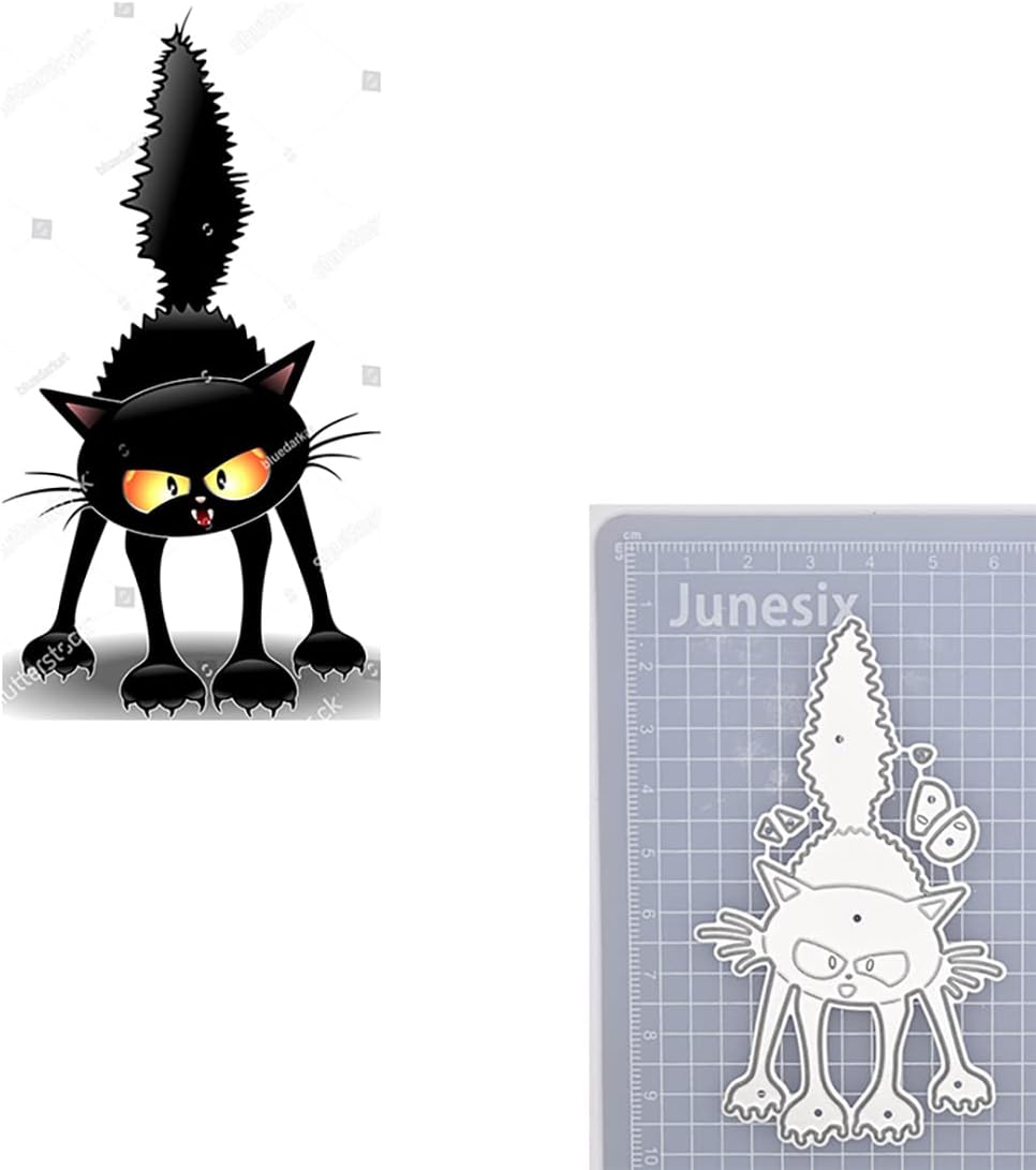 4 piezas de nuevos divertidos gatos negros troqueles de corte de metal encantador conjunto de plantillas para álbumes de recortes DIY