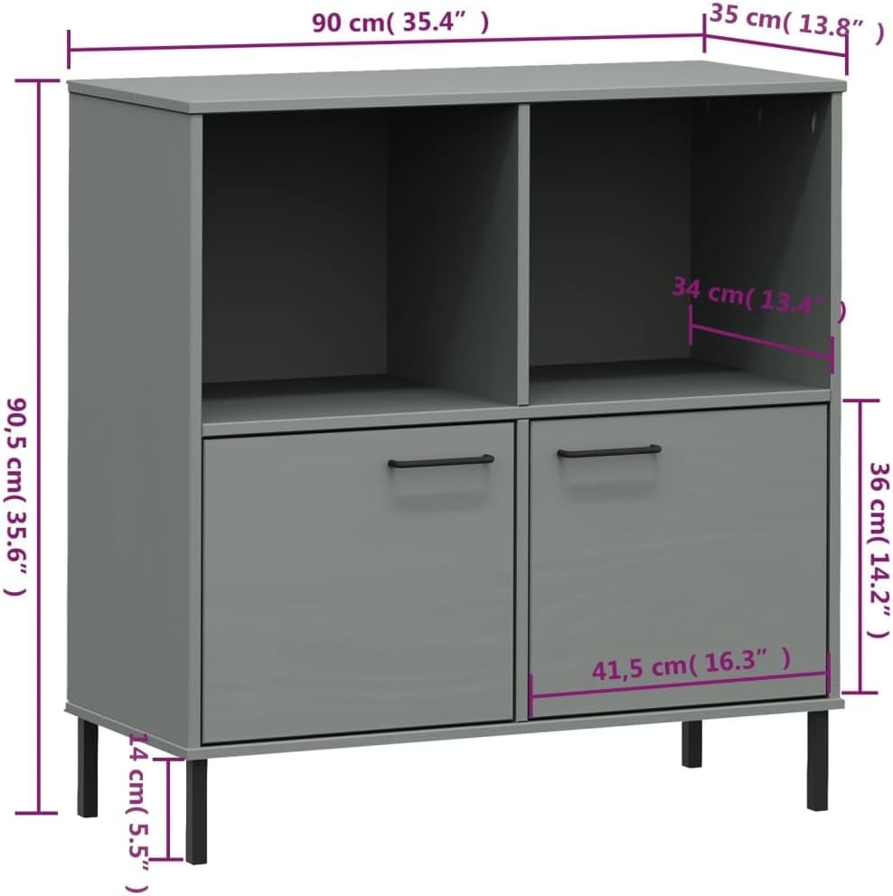 Estantería con patas de metal, estante de almacenamiento de cubo, estantería para dormitorio, cuenta con 2 puertas, cuenta con asas de metal, para