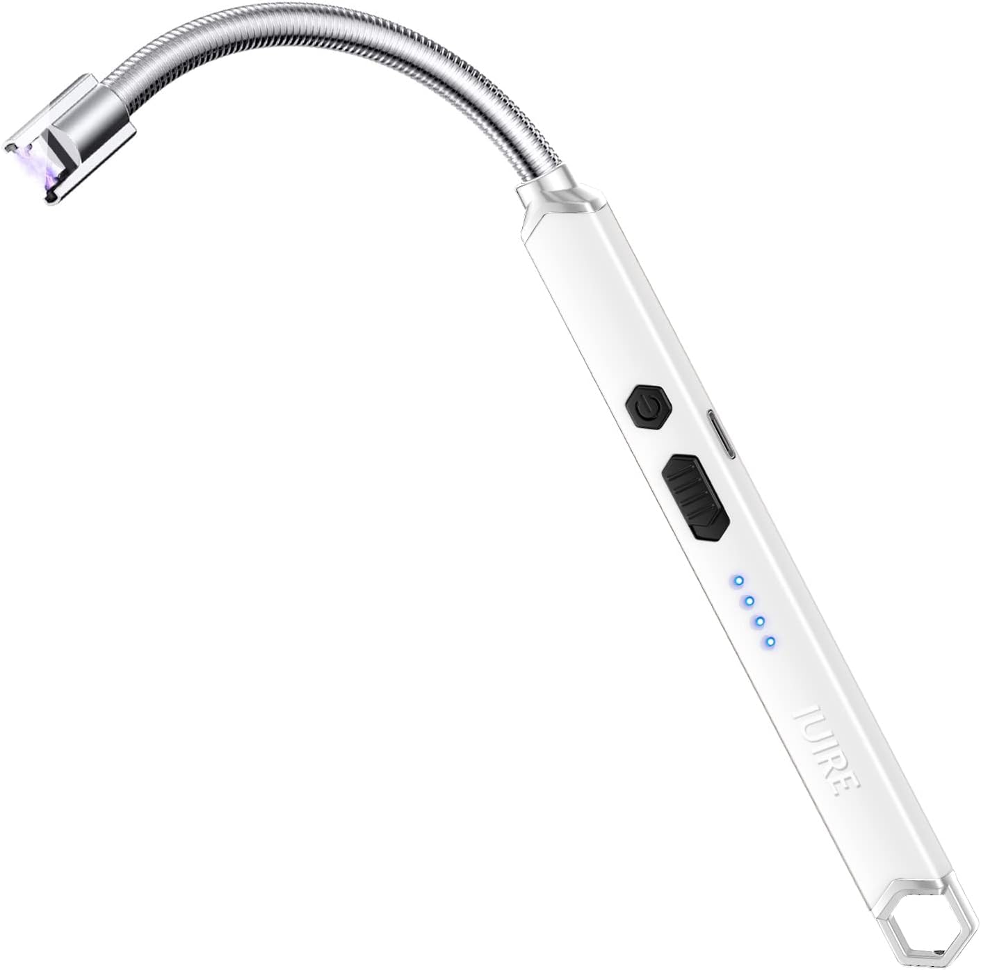 Encendedor de vela Encendedor eléctrico de arco recargable con pantalla LED de batería larga y flexible cuello USB C encendedor (blanco)