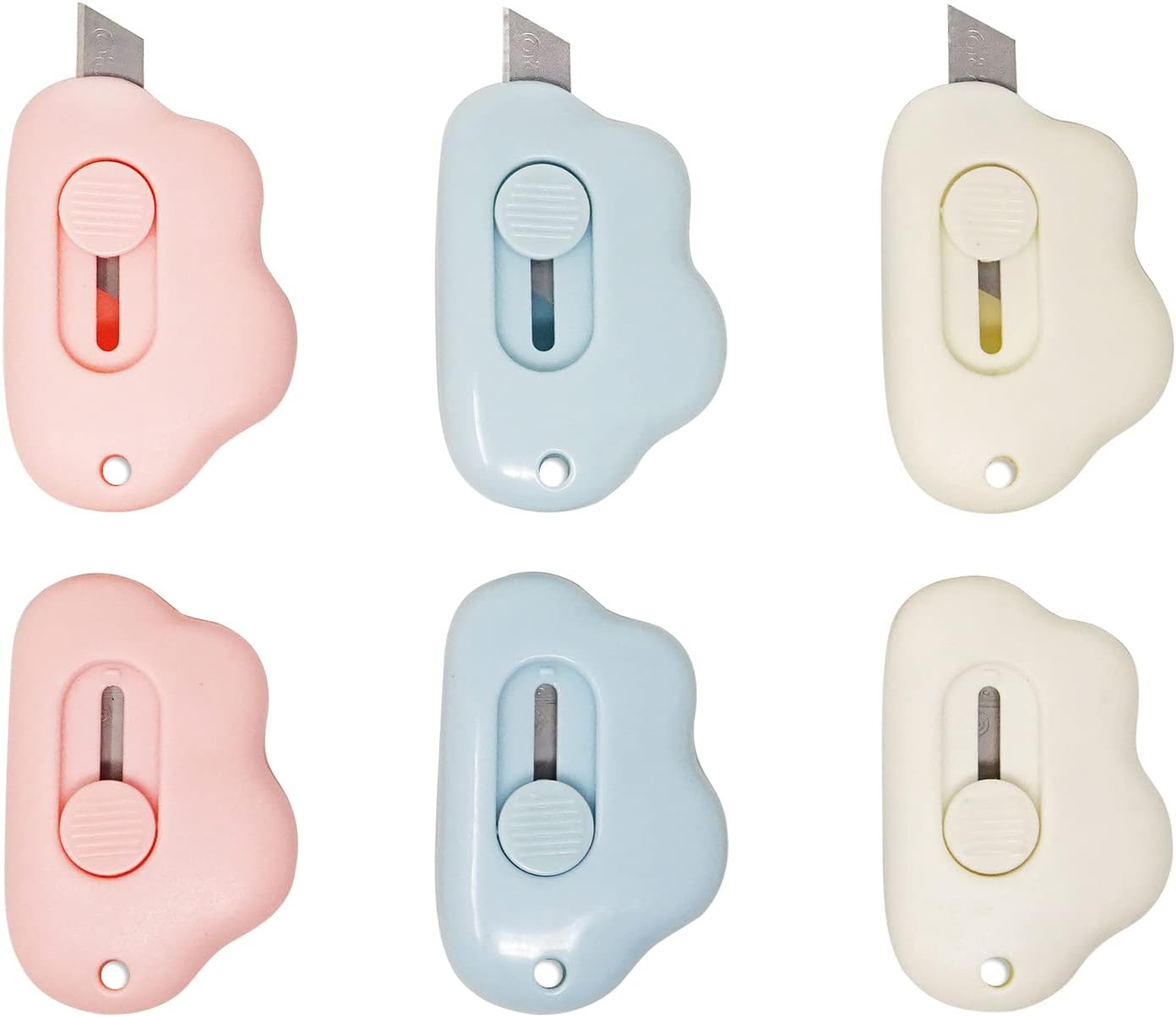 Honbay 6 Uds. Creative Cute Cloud Mini Utility Cuchillos Portátiles Cuchillo de Arte Retráctil Cuchillo de Sobre Abrecartas Abrecartas Cartón Caja