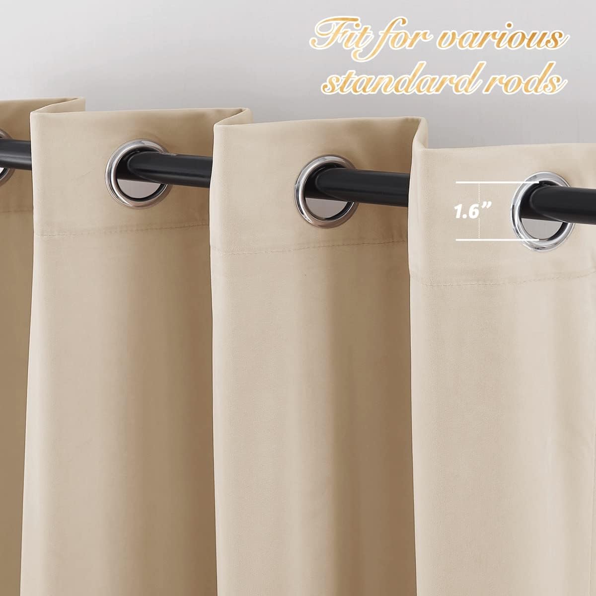 NICETOWN Cortinas de terciopelo beige, cortinas de terciopelo cálido y suave, decoración de sala de cine para sala de estar, cortinas de terciopelo