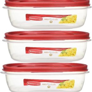 Rubbermaid – Contenedores de almacenamiento de alimentos de nueve tazas, juego de 7 piezas, tapas fáciles de encontrar, 3 recipientes, 3 tapas, Rubbermaid – Contenedores de almacenamiento de alimentos de nueve tazas, juego de 7 piezas, tapas fáciles de encontrar, 3 recipientes, 3 tapas,