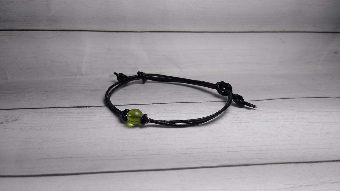 Real 6MM or 8MM Moldavite Bead on Stainless Steel-Copper-Bronze-Niobium-Black Iron-Gold-Rose Gold-Titanium Wire on a Leather or Waxed Cord