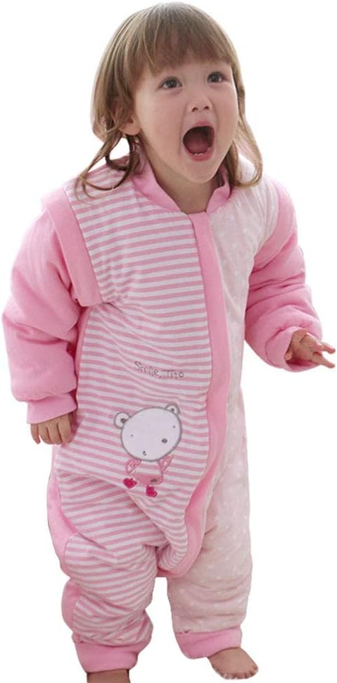 Saco de dormir para niños pequeños con pies, grande (3-7T) de algodón de 1.5 tog de manga larga, saco de dormir para bebé con piernas para caminar,
