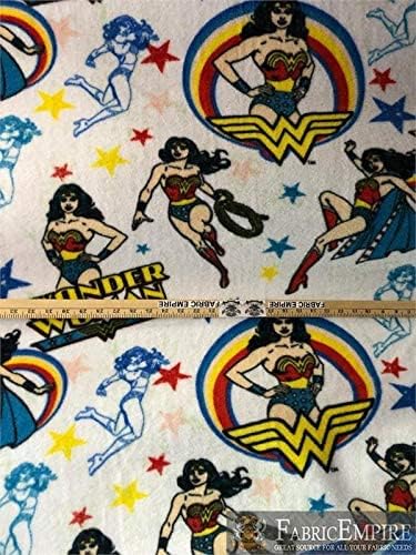 Tela de invierno antipíldoras con estampado de forro polar DC Wonder Woman Multi Color Stars  58 pulgadas de anchoVendido por The Yard