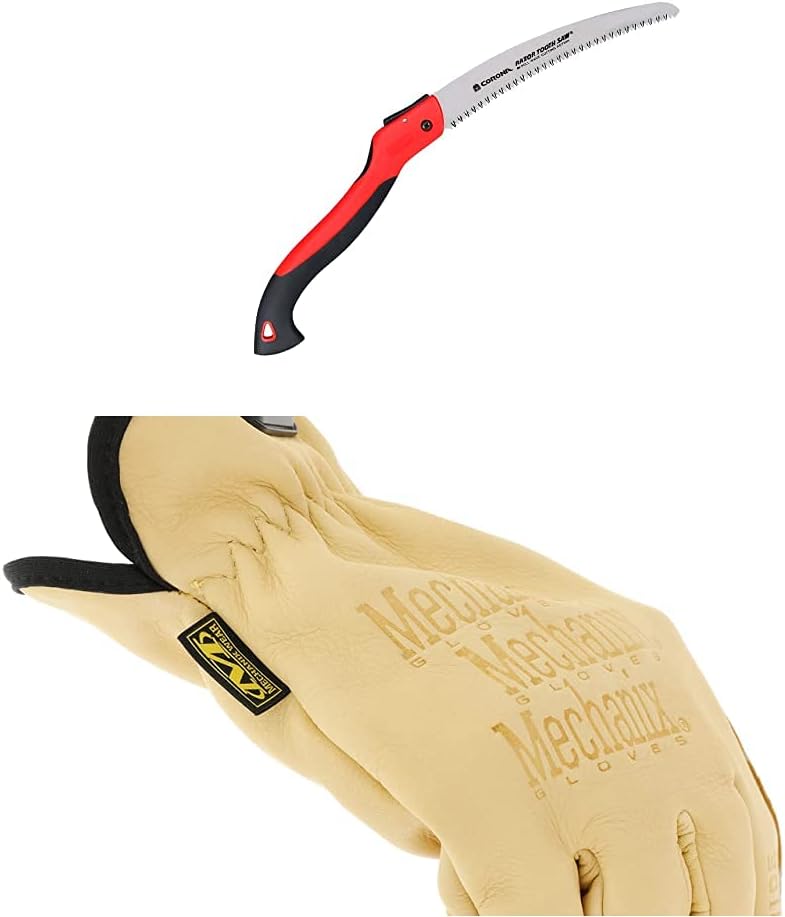 Corona RS 7265D RazorTOOTH Sierra de podar plegable, 10 pulgadas + descarador de vaca Mechanix Wear Durahide (XXL, bronceado)