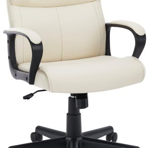 Sweetcrispy Silla de oficina ejecutiva con reposabrazos acolchados de altura ajustable, giro de 360 grados, soporte lumbar, piel sintética, color Sweetcrispy Silla de oficina ejecutiva con reposabrazos acolchados de altura ajustable, giro de 360 grados, soporte lumbar, piel sintética, color