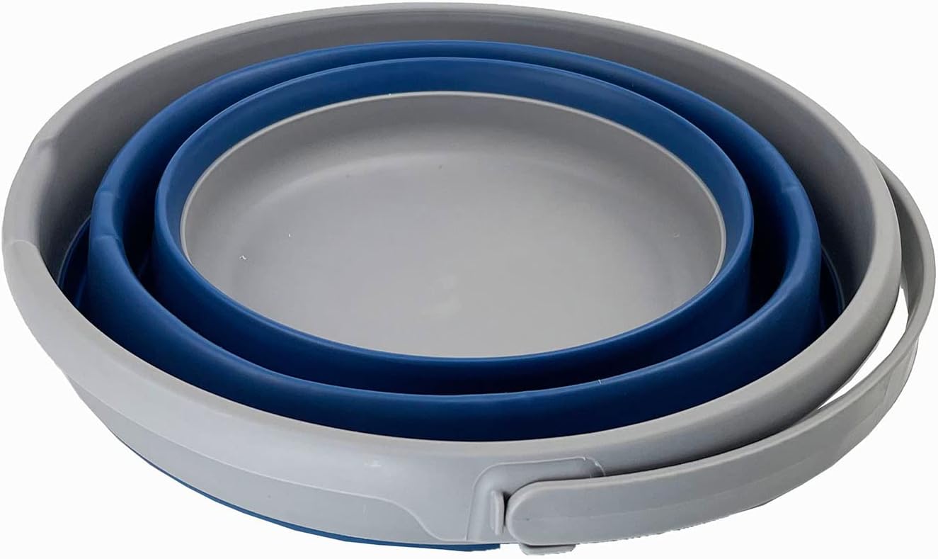 SAMMART Cubo de plástico plegable de 10 L (2.6 galones), bañera redonda plegable con asa, cubo de pesca portátil, cubo de agua, ahorro desplegable
