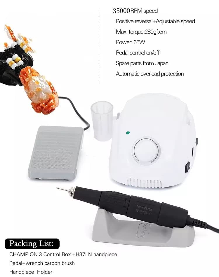 Micromotor de 35,000 RPM con escalón de pie disponible para juego de pulido de laboratorio, joyería sin escobillas tipo E Connect