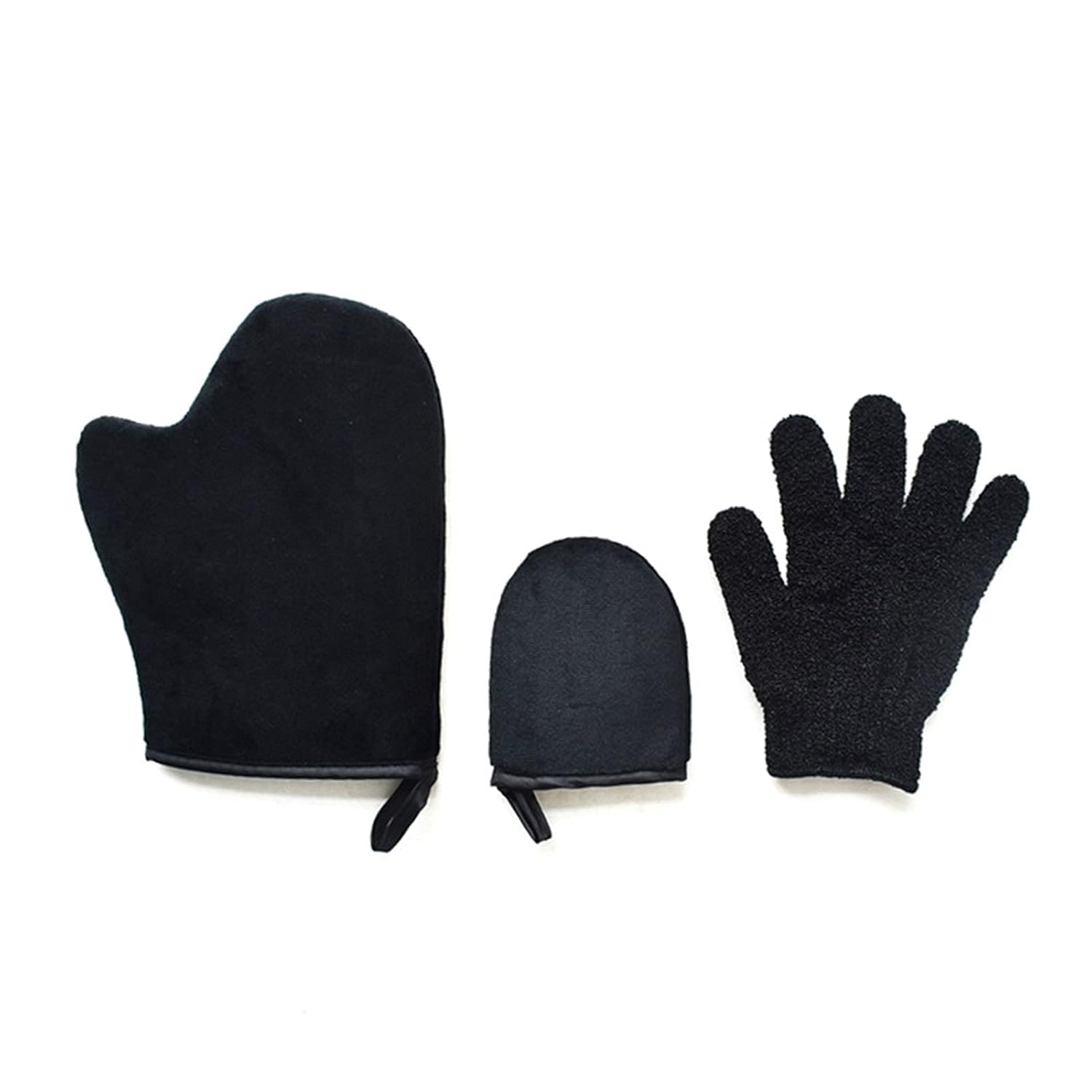 3 unidsset guantes de spa colgante diseño de cuerda a prueba de humedad súper flexible exfoliante auto bronceado guante para un