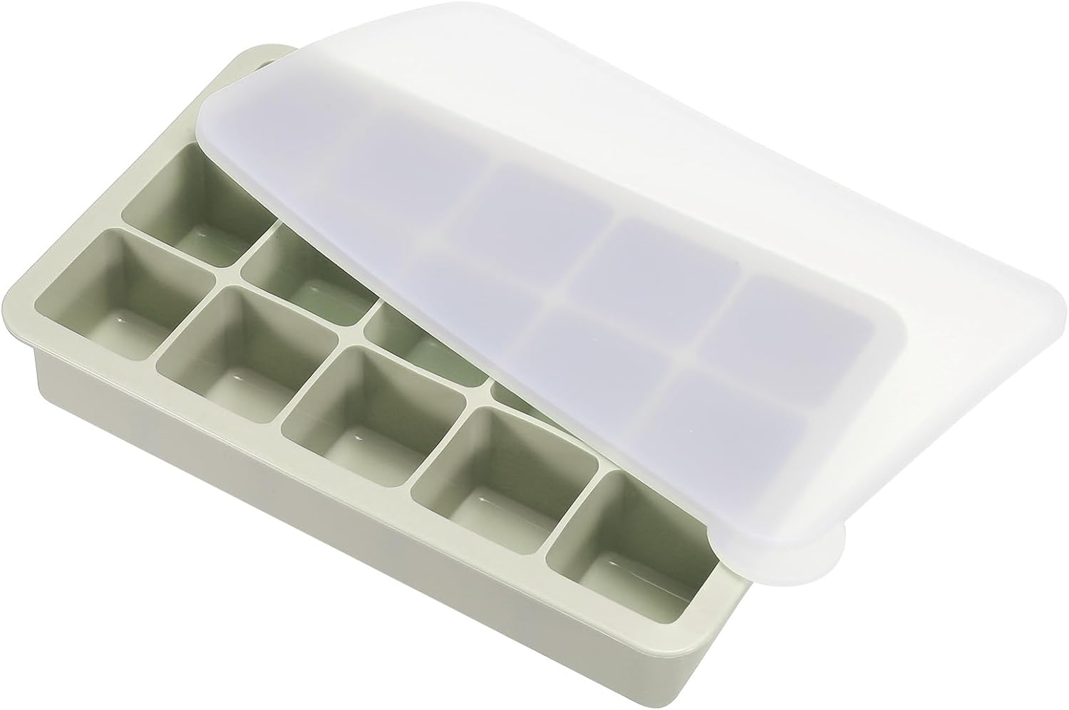 MECCANIXITY Molde para cubitos de hielo, bandeja de cubitos de hielo de 15 rejillas con tapa para cóctel, jugo, bebida casera (verde)