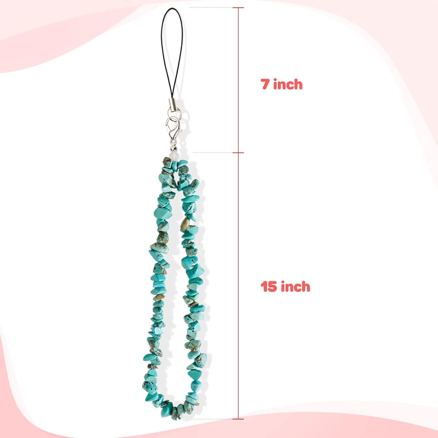 BEACE Dijes para teléfonocorrea de cadena para mujeres y niñas, funda para teléfono celular, correa de muñeca, dijes de piedras preciosas naturales