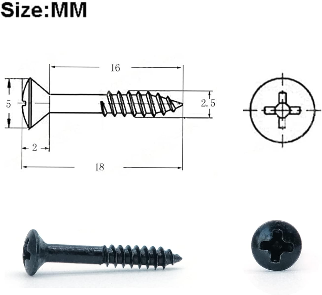 harpfeas 20 tornillos de montaje para anillo de pastilla Humbucker para guitarra Les Paul SG (negro)