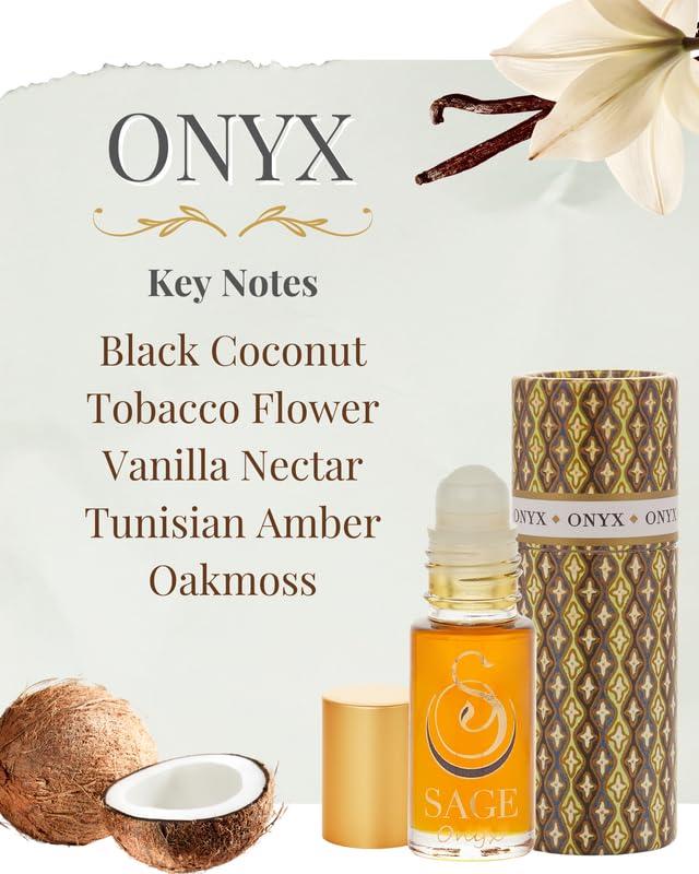The Sage Lifestyle ONYX – Aceite de perfume enrollable con piedras preciosas (18 onzas), perfume de viaje, aceite de perfume vegano, siente un sutil