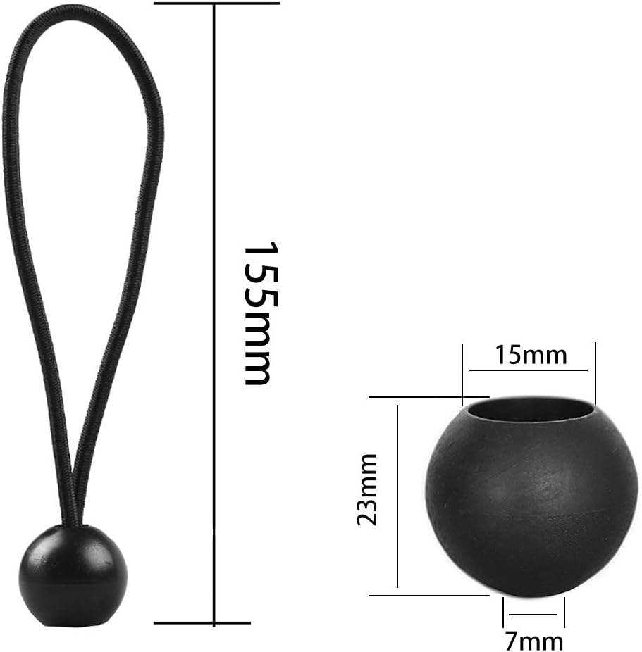 GOODSH 50 cuerdas elásticas de bola de 6 pulgadas, cuerda elástica resistente con lazos de bola para toldo, lona, camping, carpa de carga, color