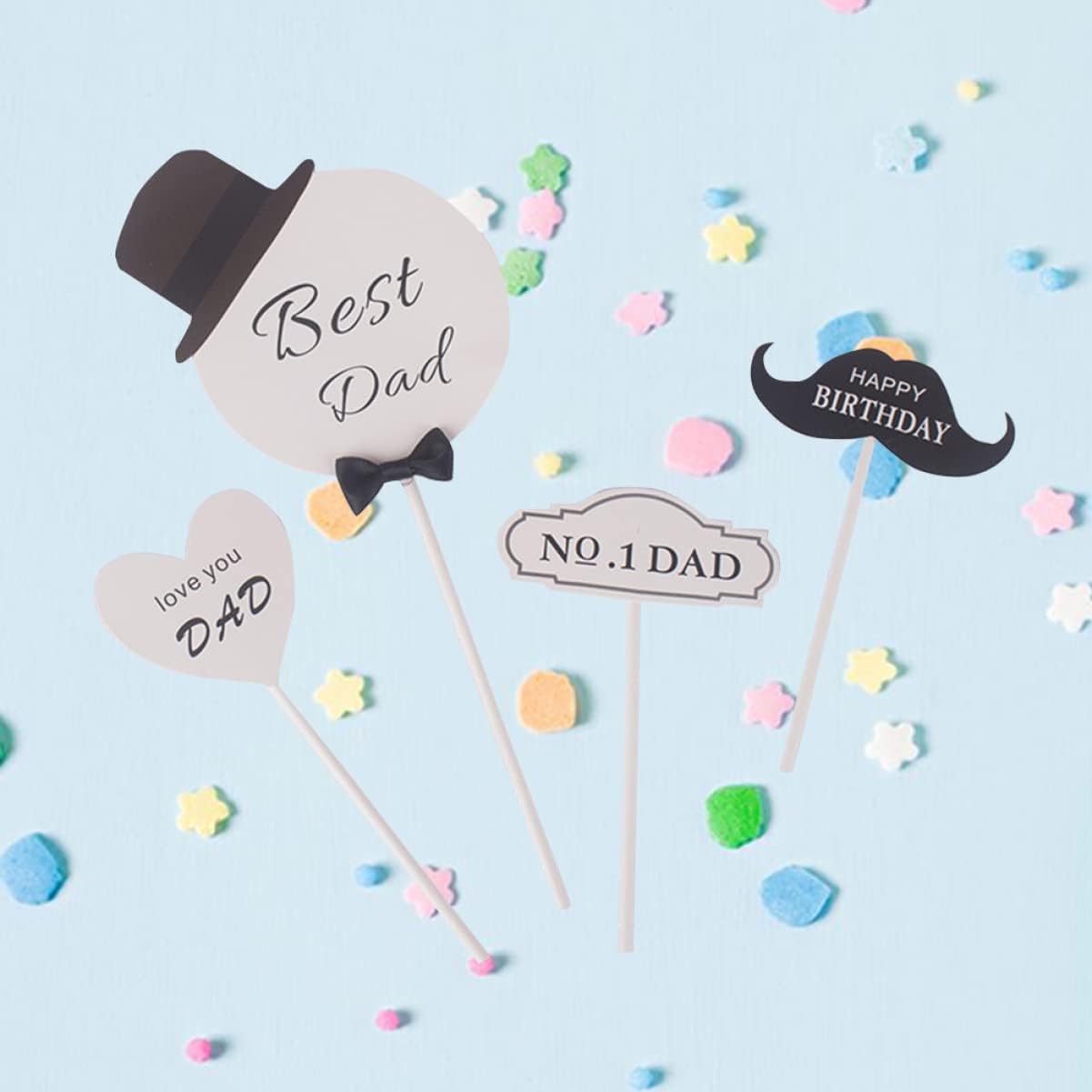 Healifty 40 Uds. Cumpleaños Uso Arco Fruta Bigote Padres Material Para Leche Alimentación Picks Favores Para Padre’ s Alimentador La Postre Fiesta