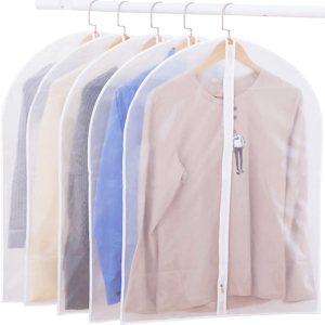 Juego de 5 bolsas transparentes para ropa, 24 x 32 pulgadas, a prueba de polvo, lavables, transparentes, para trajes de viaje, organizador de Juego de 5 bolsas transparentes para ropa, 24 x 32 pulgadas, a prueba de polvo, lavables, transparentes, para trajes de viaje, organizador de