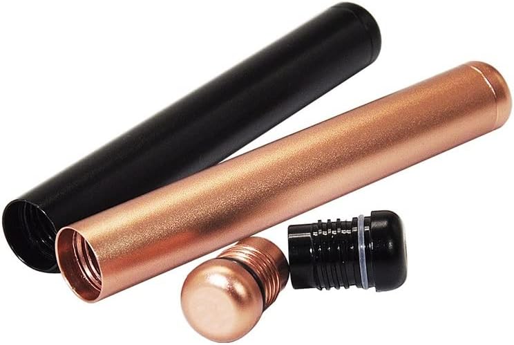 Contenedor de tubo de metal impermeable de 2 piezas, soporte de tubo de almacenamiento, caja de almacenamiento de viaje, cabe en el bolso de