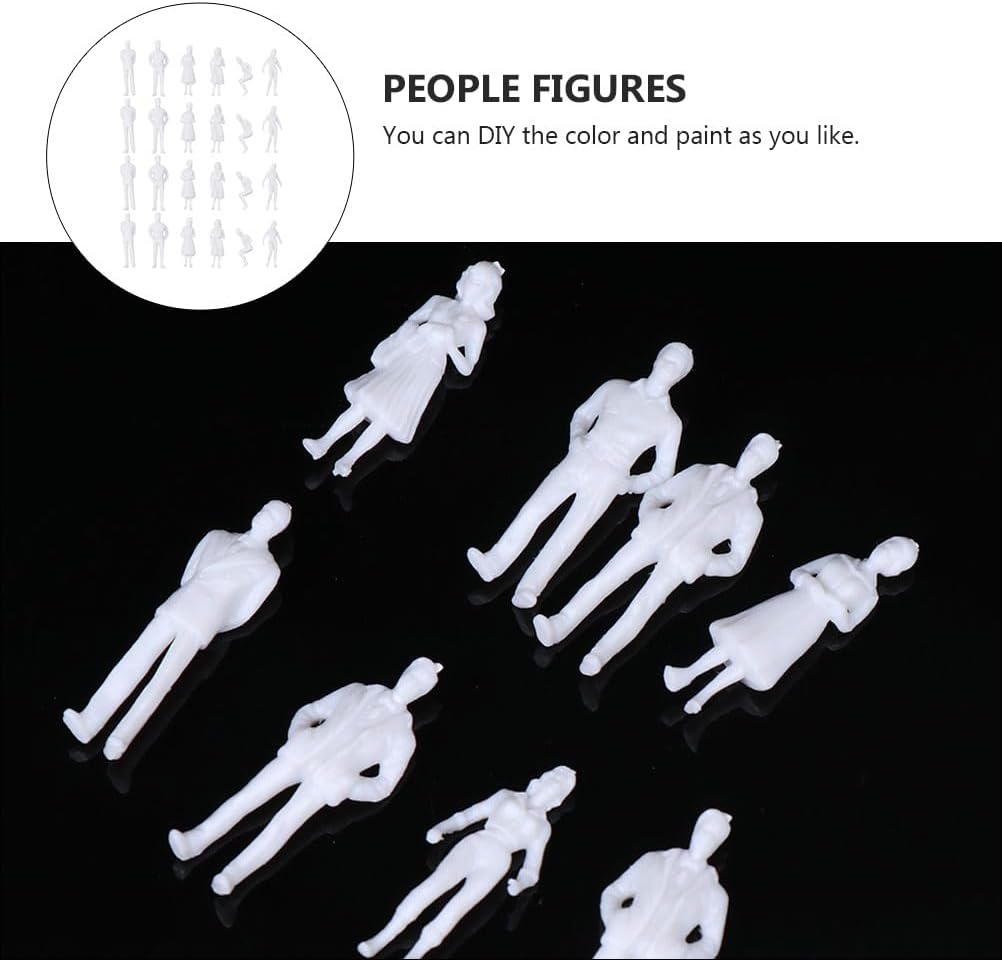 Figuras de personas pintadas Modelos realistas de plástico Figura miniatura blanca Modelos a escala de personas 50 piezas diferentes