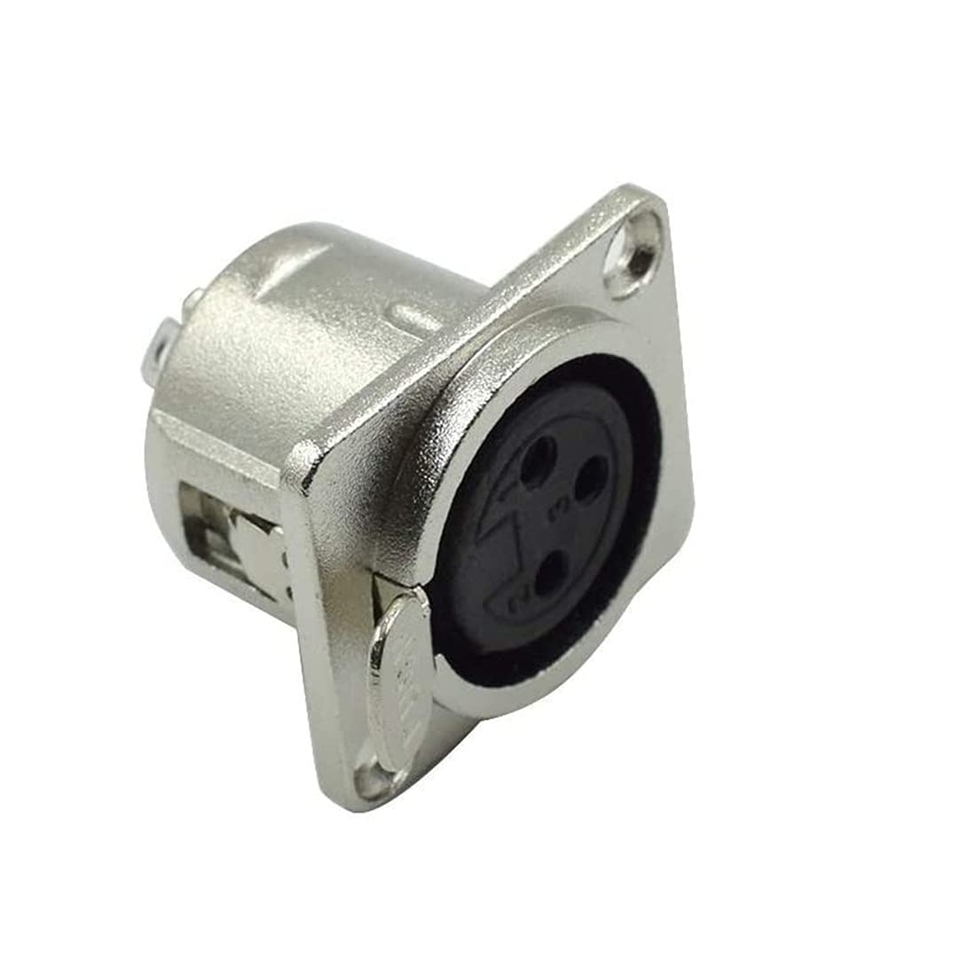 XLR hembra Jack 3 pines montaje en panel, conector XLR hembra de audio altavoz micrófono conector 4 piezas, carcasa de metal plateado