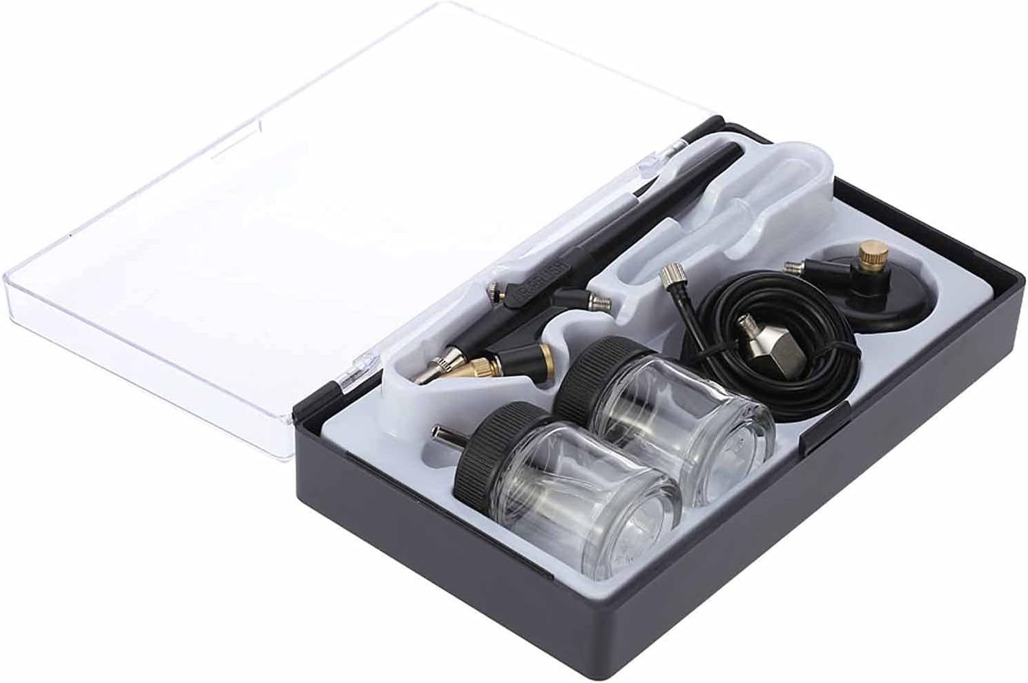 Sand Blaster – Mini kit de compresor de aerógrafo, alimentación de sifón, pistola de pintura con cepillo de aire de acción única, pistola de arena