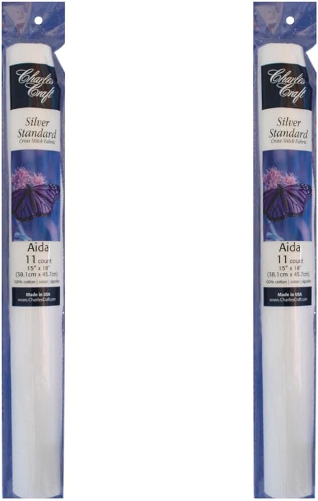 DMC Charles Craft Silver Label Aida – Tubo suave de 11 unidades, 15 x 18 pulgadas, color blanco (paquete de 2)