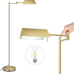 Mlambert Lámpara de pie de lectura, lámpara LED de farmacia con brazo oscilante, lámpara de pie ajustable de cabeza giratoria, base E26, lámpara de Mlambert Lámpara de pie de lectura, lámpara LED de farmacia con brazo oscilante, lámpara de pie ajustable de cabeza giratoria, base E26, lámpara de