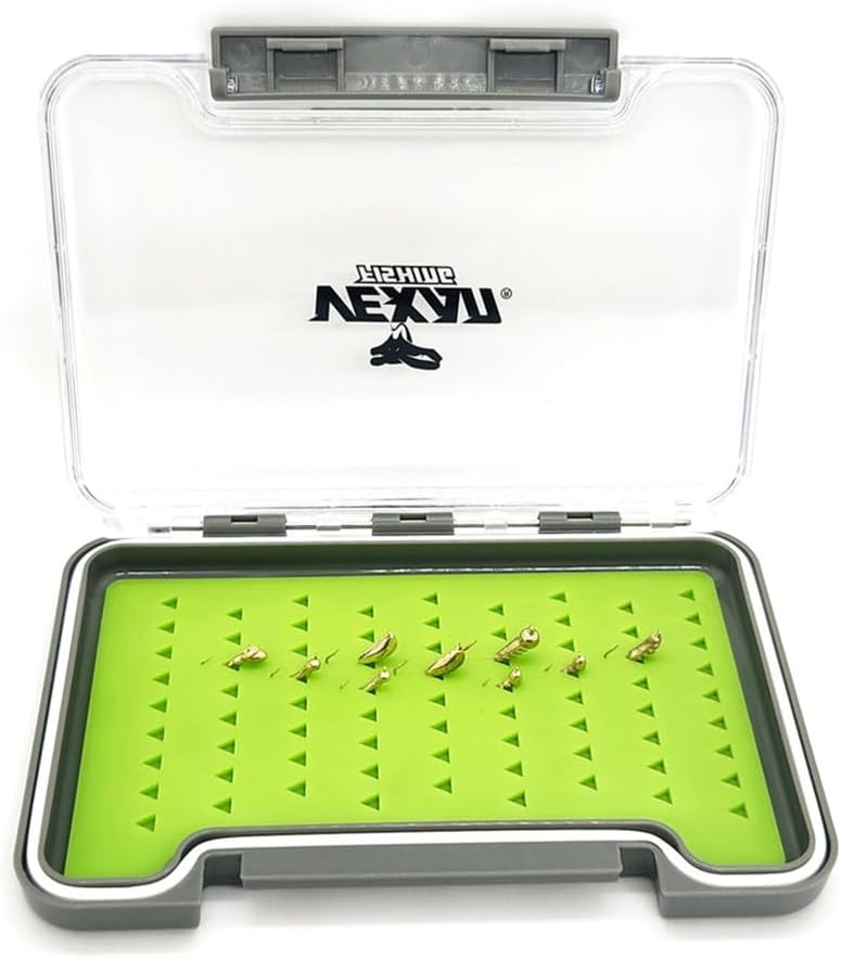 Vexan Caja delgada de una cara para pesca en hielo con inserto de silicona para Bluegills, Crappie, Jumbo Perch, Lucio, Walley y mucho más