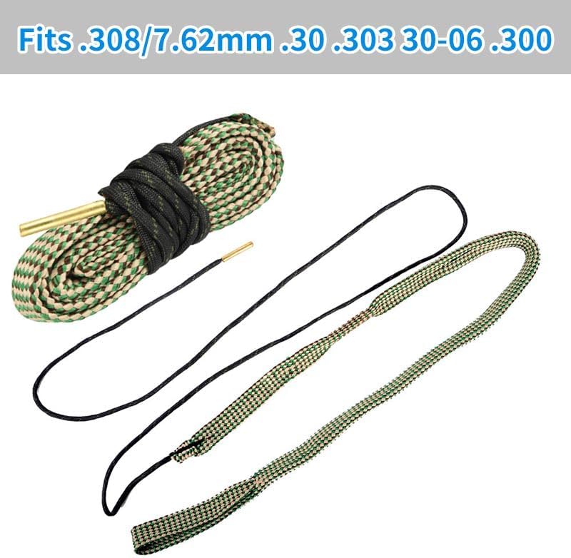 Bore Cleaner for Rifle Pistol Shotgun, Reusable Gun Snake Barrel Cleaning Rope for (.22 .223 5.56) (9mm .380 .357 .38) (.308 7.62mm 30-06 .30 .300