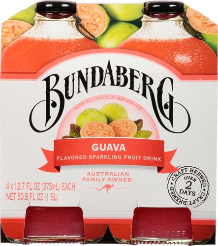Bundaberg Bebida de frutas espumosas, guayaba, 12.7 onzas líquidas, 4 unidades